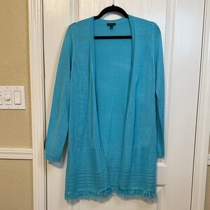 Talbots Aqua Open-Front Cardigan